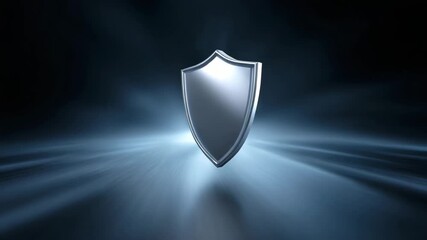 Silver shield metal armor security concept cyber protection data safety digital defense glowing background blue light technology symbol antivirus icon shield protection security defense metal safety - Powered by Adobe