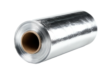 Rolled aluminum foil shiny, smooth, on cardboard tube