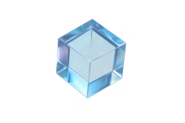 3d rendering of clear blue glass cube