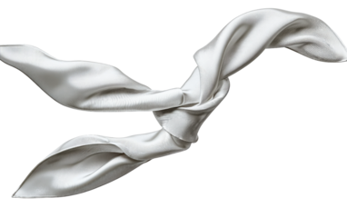 Elegant narrow silk scarf twisted for chic styling highlighting delicate folds and glossy fabric isolated on transparent background PNG