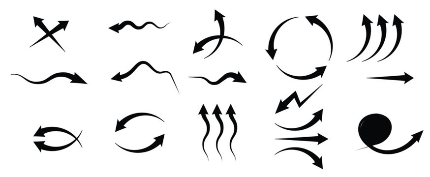  set of blue arrow showing wind air flow isolated on white