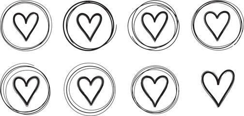 heart shapes in circles