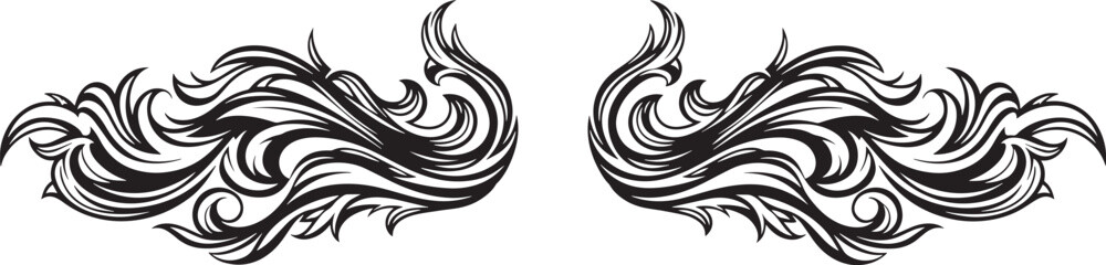 ornate flame designs on white background