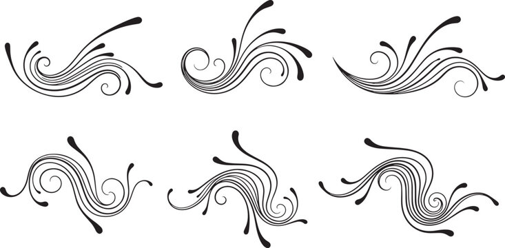 set of swirling abstract designs on white background