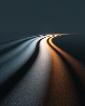 Single illuminated path extending forward while other abstract paths diverge nearby.