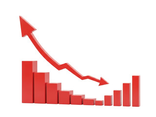 Market fluctuation and recovery graph isolated on transparent background. Graph showing fluctuating trends