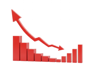 Market fluctuation and recovery graph isolated on transparent background. Graph showing fluctuating trends