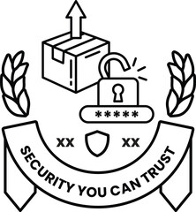 A security logo with a box and a key