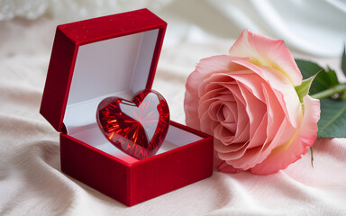 Engagement Ring in Red Heart Gift Box