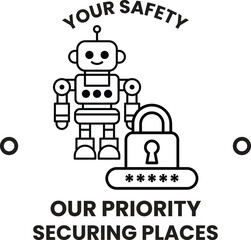A robot is standing next to a lock and the words "Your Safety" are above it