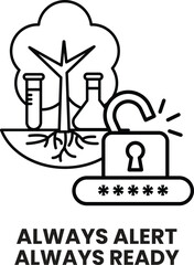 A black and white image of a tree with a lock on it and a key