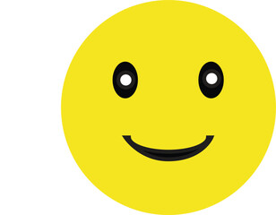 Happy smiley face icon with a cheerful yellow expression and vector symbol on a white background for a fun concept of joy and happiness