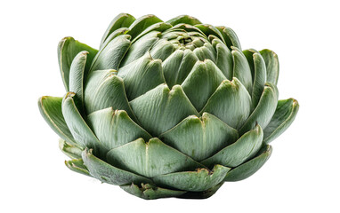 Fototapeta premium Freshly harvested artichoke with structured green bracts highlighting organic and wholesome quality isolated on transparent background PNG