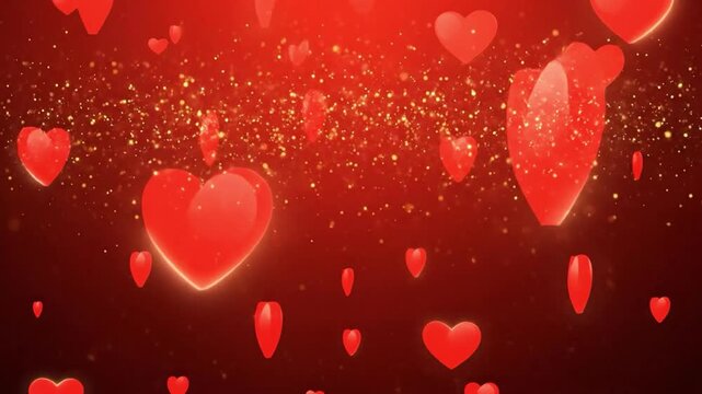 Red Heart Background with Sparkles for Romantic Themes and Celebrations