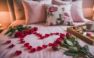 Romantic Bedroom Decoration with Red Roses