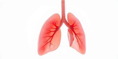 Close-up view of a single, healthy human lung, isolated on white,   biology study,   clinical