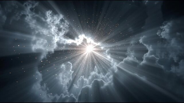 Epic Dark Sky Light Burst Mystical Background Animation Loop