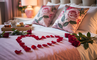 Romantic Bedroom Decoration with Red Roses