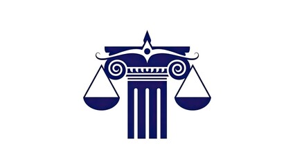 Law and justice symbol with scales and column