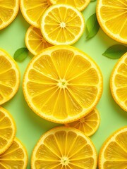 Vibrant lemon slice pattern, artful and refreshing,  clean,  illustration