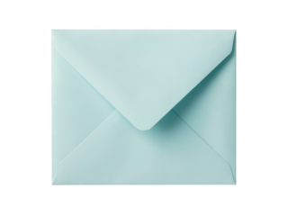 Light blue envelope with flap closed flap paper isolated on a transparent background