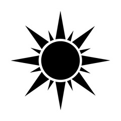 Sun Icon Vector, Solar Energy Symbol for Weather, UI, App Interface, Renewable Power, Minimal Line Design, Isolated Black Outline for Web, Mobile, Dashboard, and Graphic Design