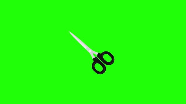 scissors appear and cut animated icon scissors cartoon 2d appears cutting 4k looping