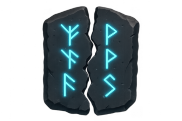 Glowing ancient runic stones with mystic symbols