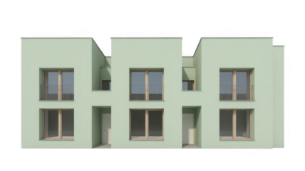 Light green modern townhouse building light green building isolated on a transparent background