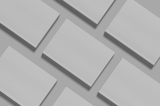 Blank book cover mockup template. Closed book, magazine layout design. 
