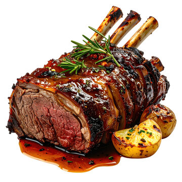 A portion of lechazo asado, showcasing the fall-off-the-bone tender lamb and golden skin, isolated on a white background