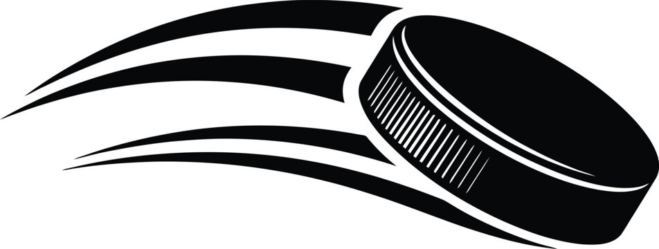 Hockey Puck in Motion with Speed Lines.