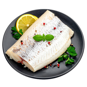 Traditional merluza a la gallega, a clean and flavorful spanish seafood dish perfect for a light meal, isolated on a white background