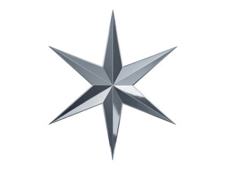 Obraz premium Metallic silver star shape metallic star shiny isolated on a transparent background