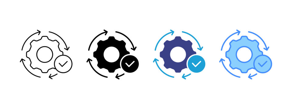 Process  icon set multiple style collection