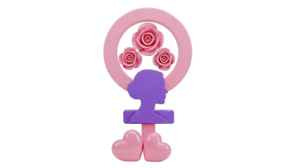 Feminine Symbol with Roses and Hearts