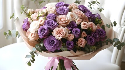 wedding bouquet of rosesWedding Bouquet of Roses &ndash; Elegant Bridal Flower Arrangement with Fresh Pink, Red and White Roses, Romantic Floral Design for Marriage Ceremony, Engagement, Anniversary, Weddin