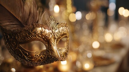 A mask with feathers on it