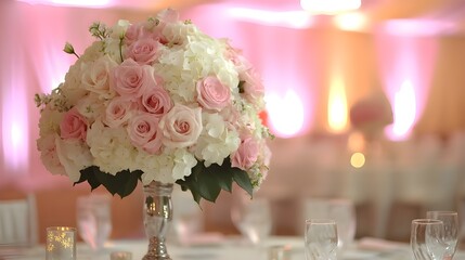 wedding table setting with roses**Elegant wedding table setting with fresh roses, luxury floral centerpieces, romantic candlelight decor, and fine dining place settings creating a beautiful wedding re