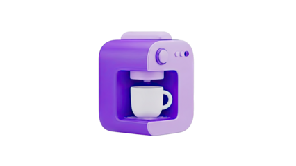 Purple 3D Coffee Maker with White Cup