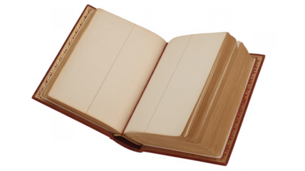Open book with blank pages isolated on a transparent background