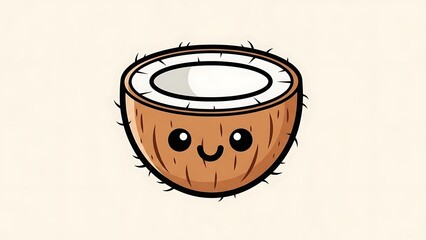 Coconut Shell Cartoon Character Illustration.