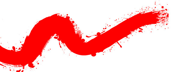 Vector modern red wave ink brush stroke on white background
