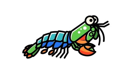 Obraz premium Colorful Cartoon Lobster Illustration on White.