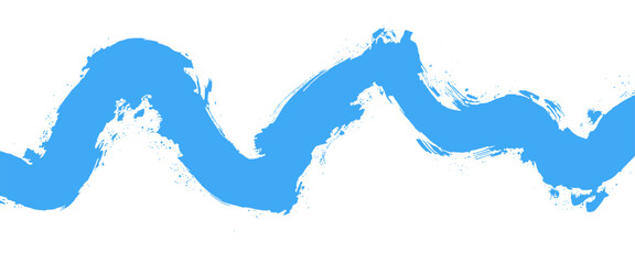 Vector artistic hand blue wave ink brush stroke on white background