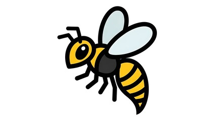 Cartoon Bee Illustration Flying Isolated White.