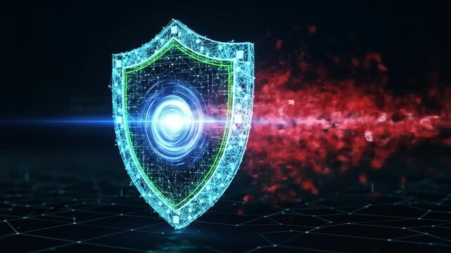 Digital Shield Protection in Tech Environment - 4K Graphic Animation