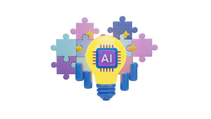 AI lightbulb with puzzle pieces