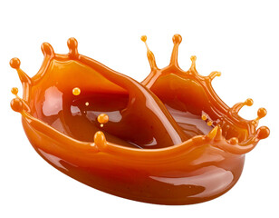 Caramel splash cut out on a transparent background