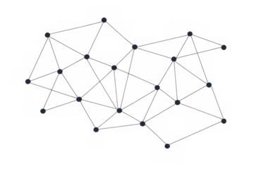 Global network connecting points and lines, forming a complex structure of digital data communication on transparent background